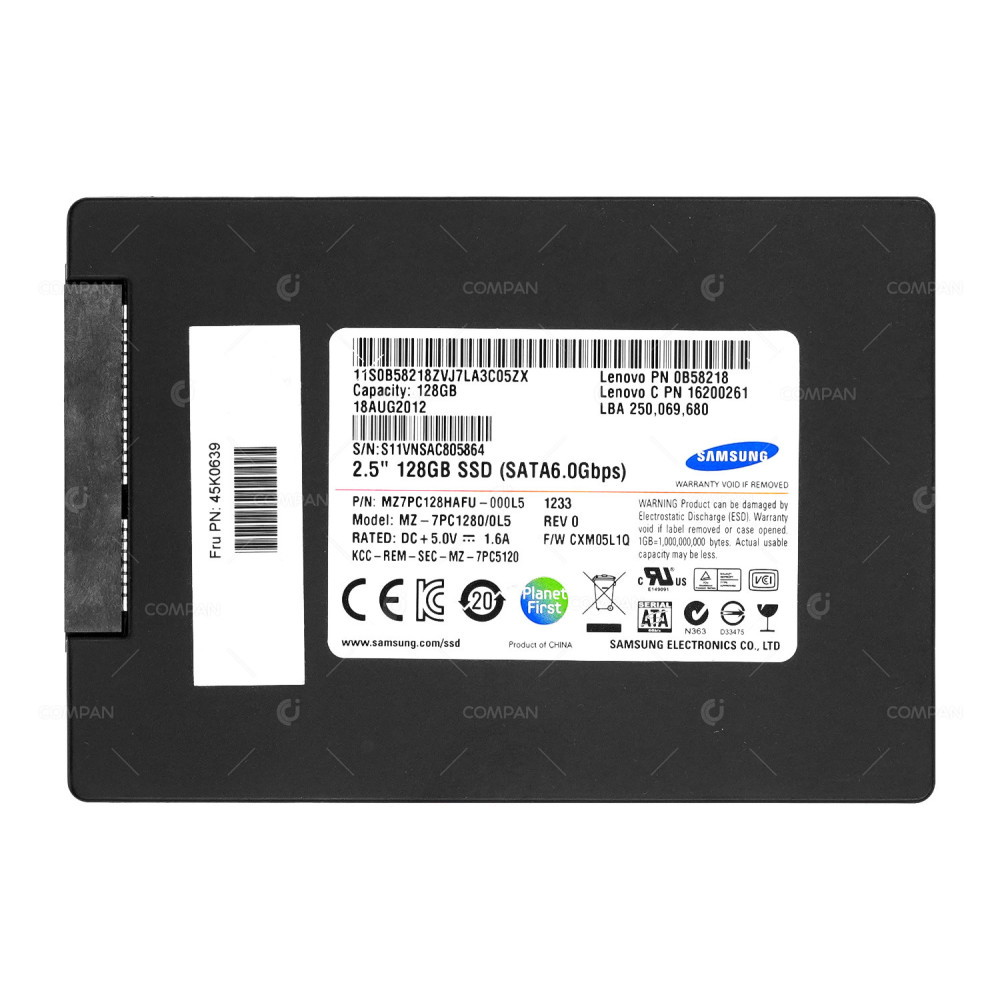 45K0639  LENOVO 128GB 6G SATA 2.5 SFF SSD